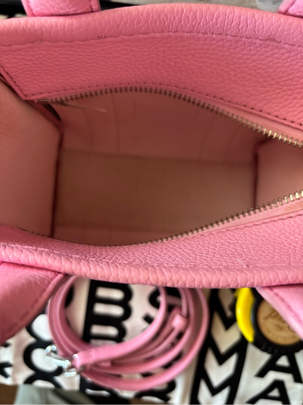 Marc Jacobs Pink Leather MINI The Tote Bag with Detachable Strap - Picture 11 of 12